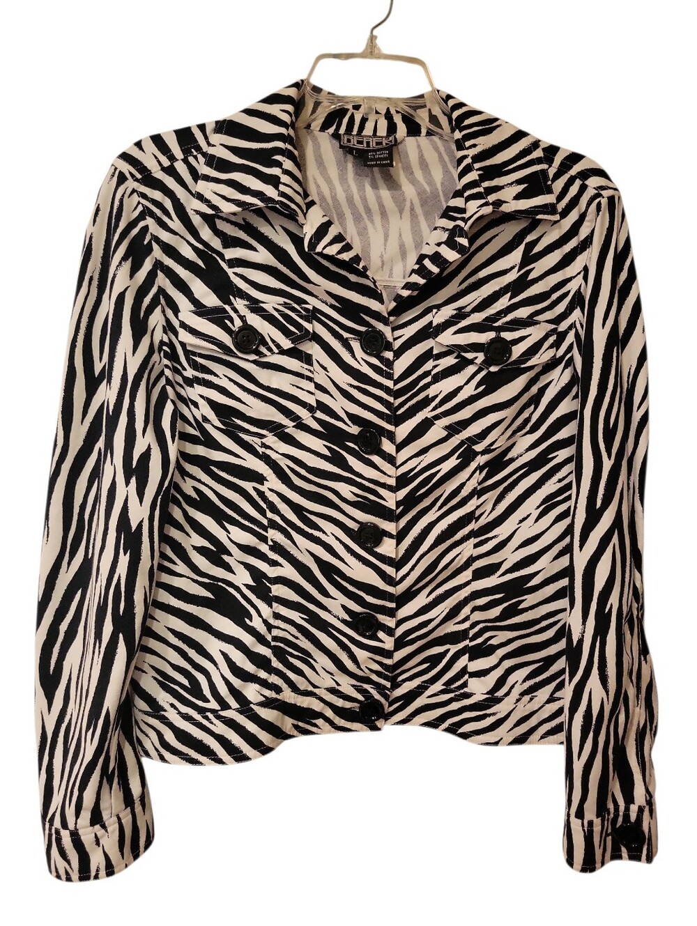 Berek Vintage Black & White Zebra-Print Button Jacket